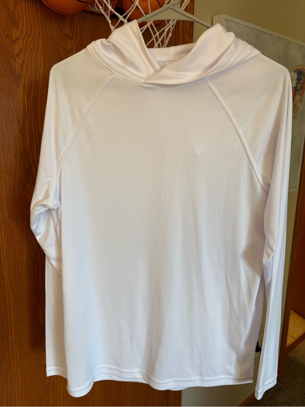 Women's White Hooded Long-Sleeve Performance Pullover